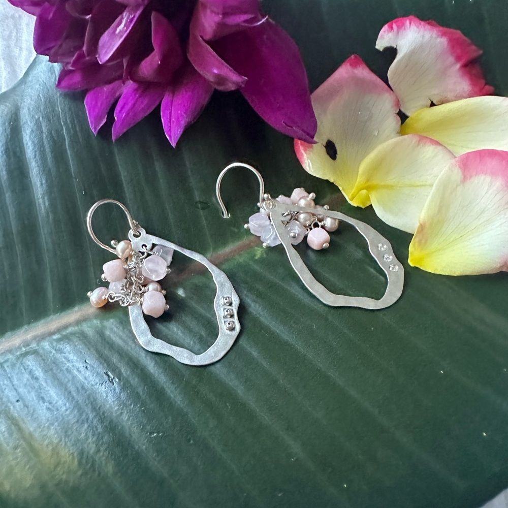 Silpada  sterling  Silver and Pink quartz Dangle Earrings